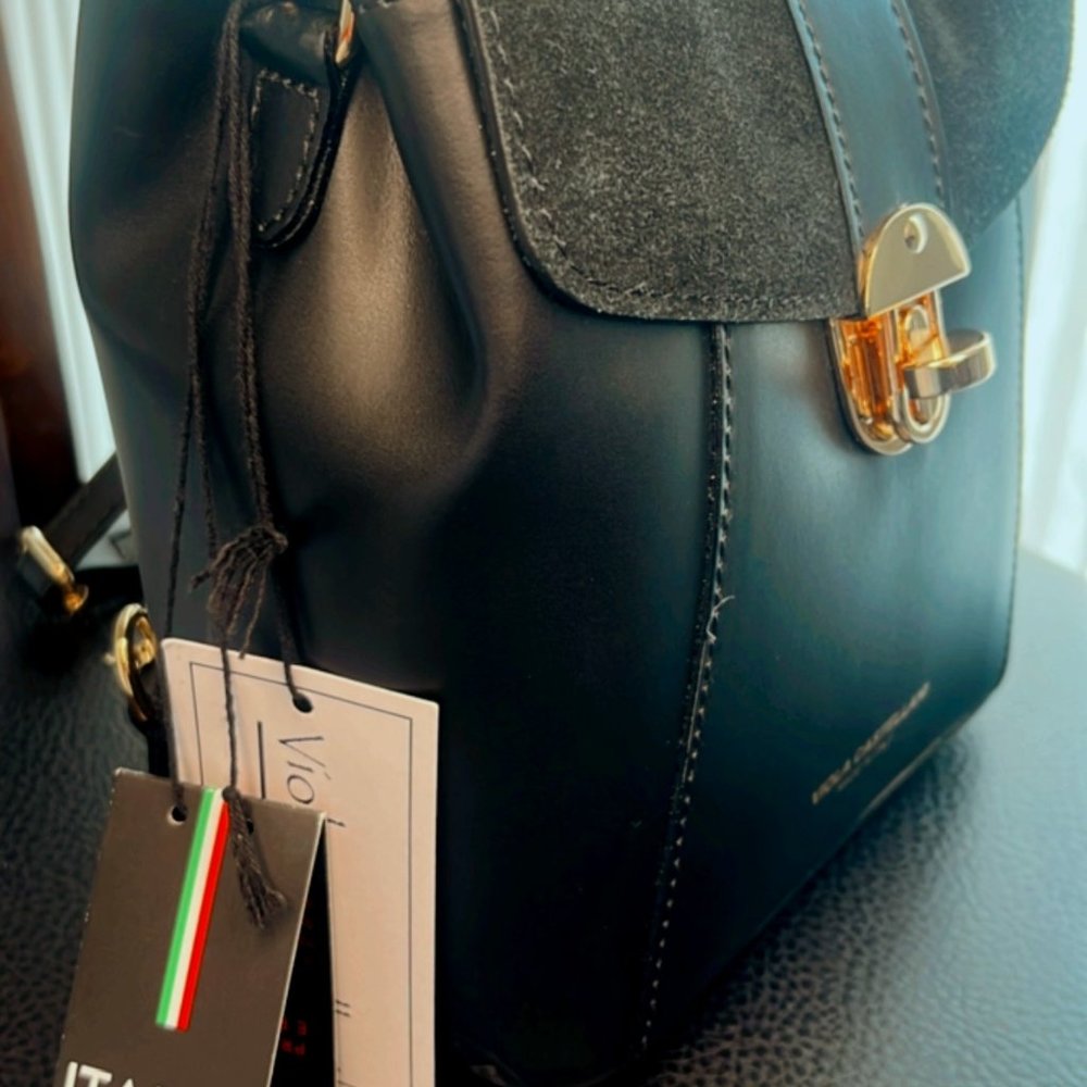 Viola Castellani Black Backpack/Handbag, Made in Italy